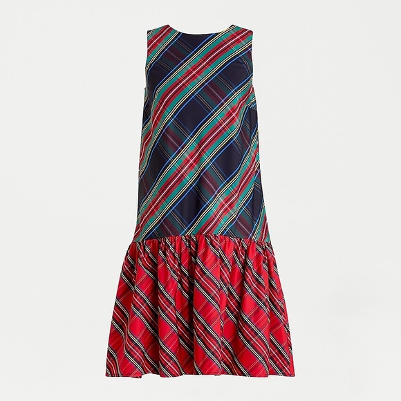 2 J. CREW Sleeveless Taffeta Dress Stewart Tartan - Picture 2 of 8